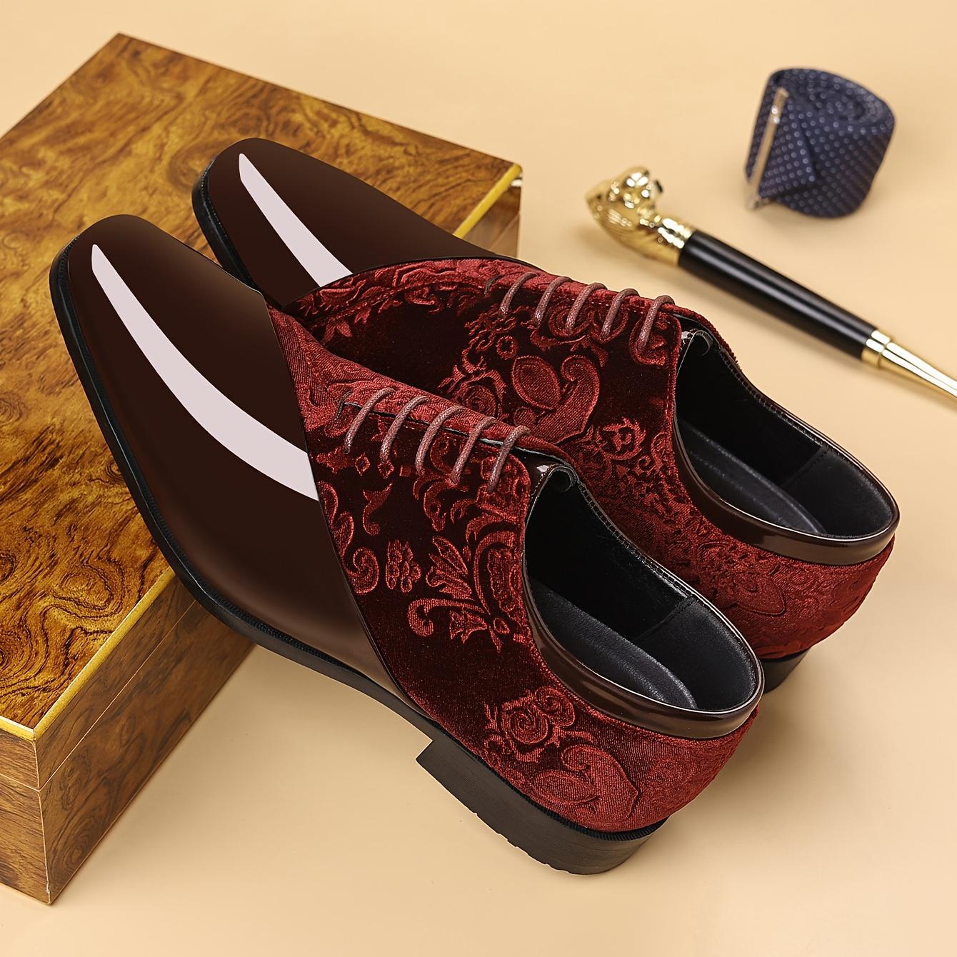 TEMU Herren Anzugschuhe Klassische Patentleder Samt Schnürschuhe Formelle Oxford