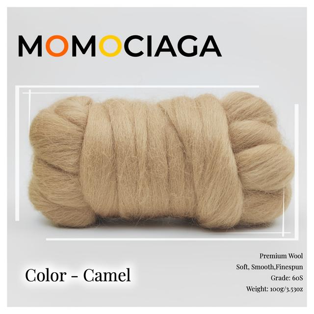 TEMU 1pc Premium Färgad Merinoull, 3,53oz/100g, 60S och Len Sammet ull för Nålfiltning, Våtfiltning, Spinning, DIY-hantverk, Tjocka Tygkvalitet - Assorterade Färger