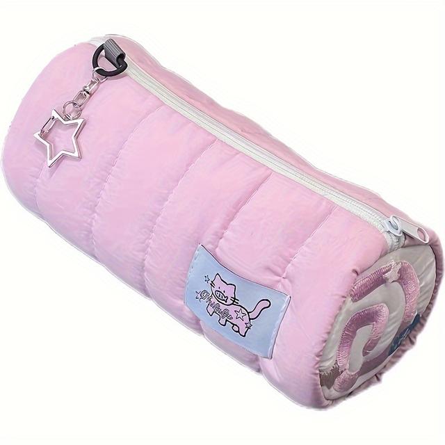 TEMU A Fluffy Pink Cat Pencil Case With Board Design, Featuring A Cute And High-quality Appearance, Perfect For Storing A Large Number Of Pens