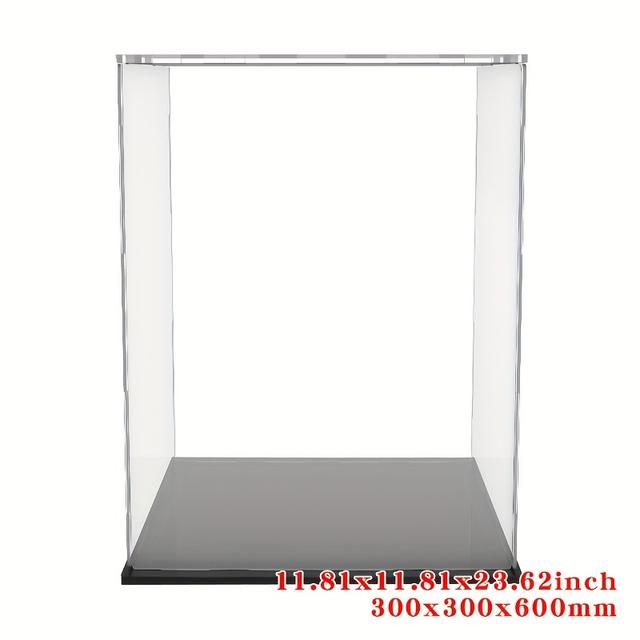 TEMU Transparente Acryl Vitrine | Staubdichter Kunststoff Schutz mit Mattschwarzer Basis für Sammlerstücke, Memorabilia, Aufbewahrung für Modelle, Figuren, 12x12x24 Zoll, 30x30x60 cm - CorMake