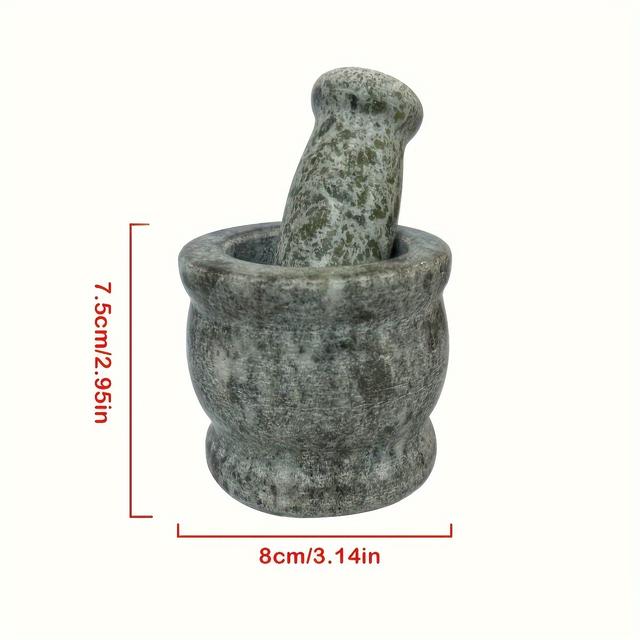 TEMU Vintage Marble Manual Garlic Mortar And Pestle Set - Natural Stone Kitchen Grinder For Herbs, Spices & Seasonings