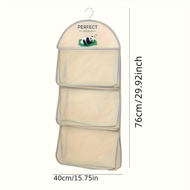 TEMU 3-tier Hanging Underwear, Socks, And Bra Mesh Storage Bag - Suitable For Dormitory And Home Wall-mounted Transparent Pocket Organizer | Clothing Organizer, Hanging Shelves