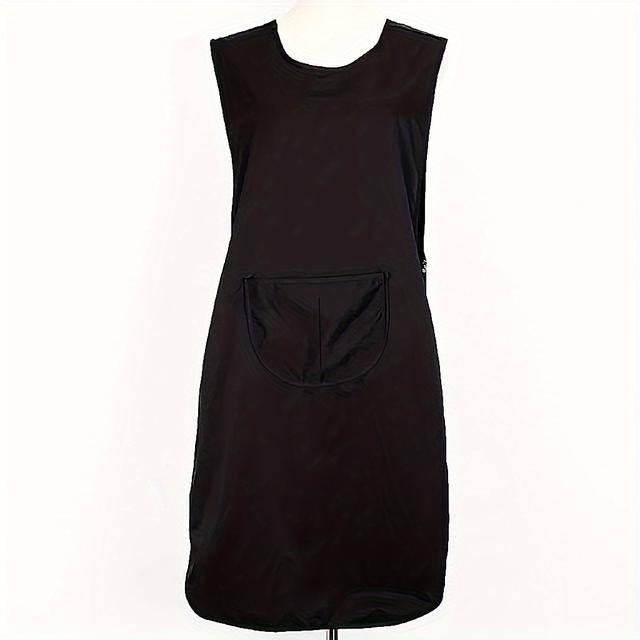 TEMU 1 Stück Stilvolles, Ärmelloses, Weißes Und Schwarzes Apron Mit – Robuster Polyester, Für Zuhause, Friseur, Tierhandlung, Barista-Uniform | Stilvolles Apron