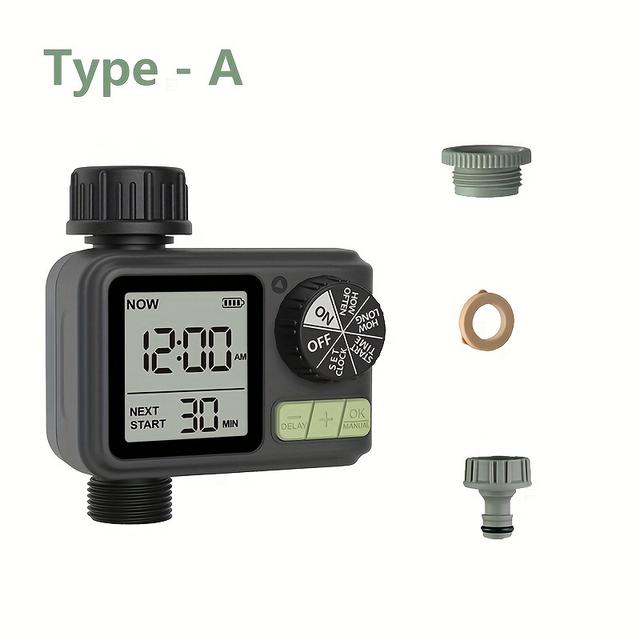 TEMU Watering Timer With Countdown Display – Battery Powered Hose Timer With Eu , 3/4" Pipe Connector – Durable Plastic Material, No Battery Included