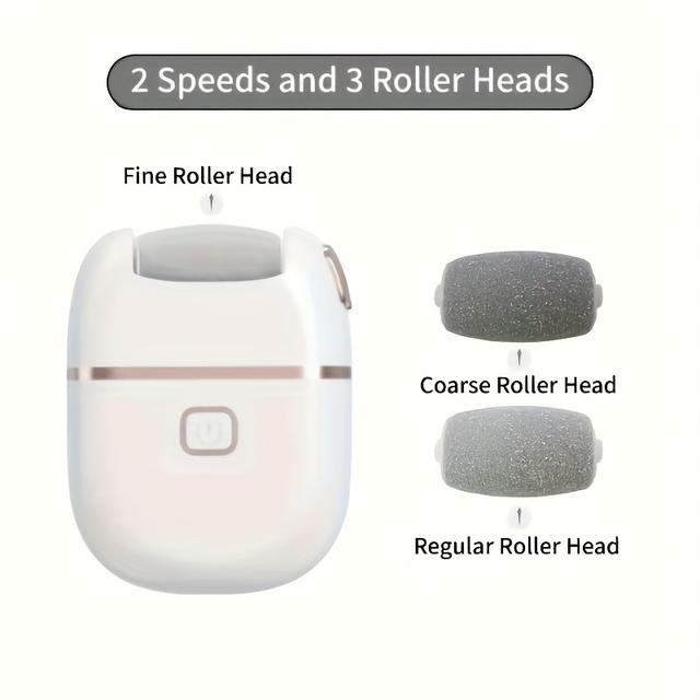 TEMU A Rechargeable Electric Foot File With 3 Interchangeable Heads, The Coarse Grinding Head Is Suitable For Removing Thick, Usb Charging, Portable And , Foot Care, Ideal For Improving And Issues