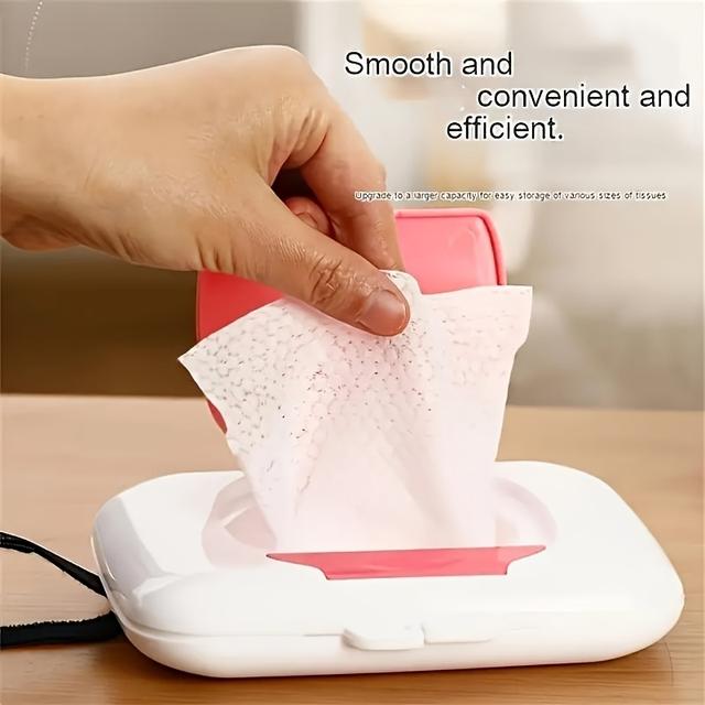 TEMU 1pc Portable Wet Wipes Dispenser Box With Sticky Drawstring - Durable Pp Polypropylene, Odorless, Smooth & Convenient Storage Case For Travel, Stroller & Crib, Wipe