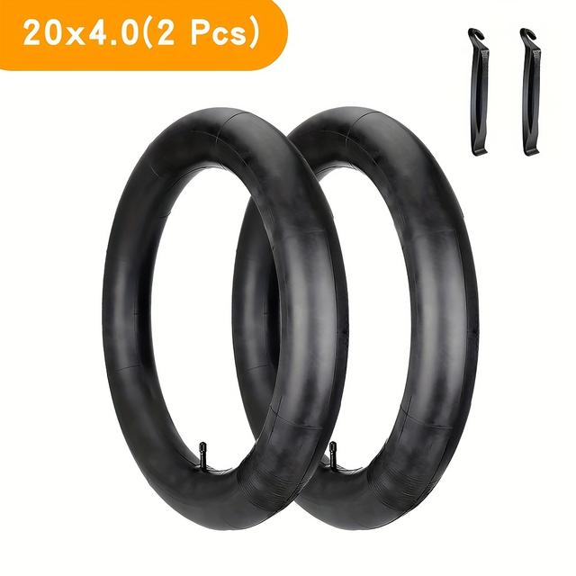 TEMU Universal Beach And Tire Thickened Straight Mouth Inner Tube High Quality Butyl Rubber Bicycle Tire Inner Tube 26x4.0/20x4.0 1/2pcs, Includes Av 32mm Schrader Valve And Tire Lever