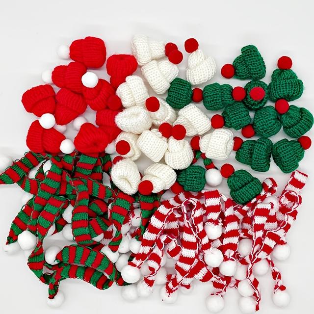TEMU 10/20개 미니 크리스마스 모자와 스카프 세트, 핸드메이드 DIY 파티 장식, 홈 키친 크리스마스 , 크리스마스 파티 소품