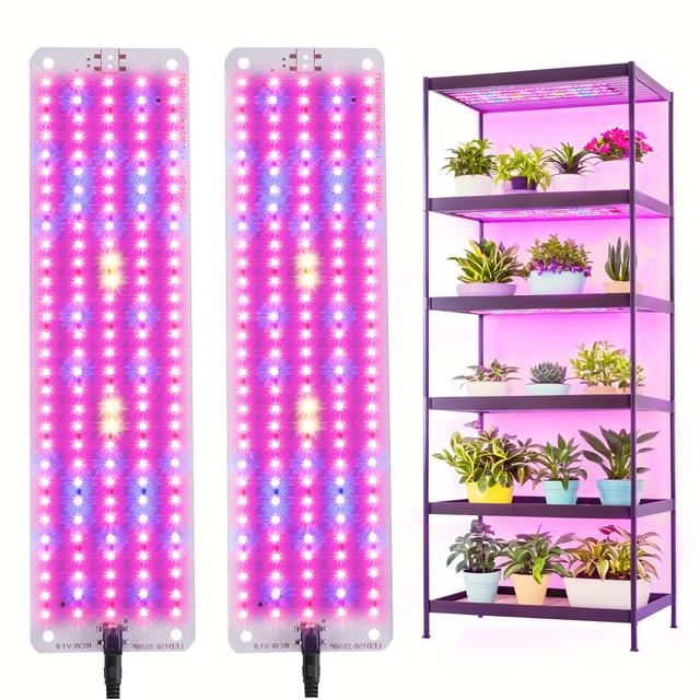 TEMU Grow Lights For Indoor Plants, 300leds Red Bule Grow Lights For Under Cabinet Plant, With 3/6/12h Timer, 6 Dimmable Levels, Led Grow Lights For Shelves 2 Panel