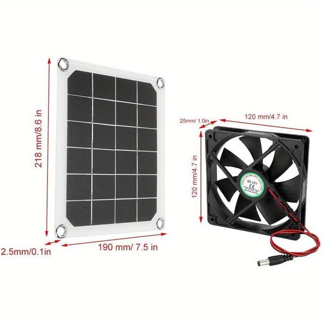 TEMU Solar Panel Exhaust Fan, Outdoor Solar Exhaust Fan, Portable Exhaust Fan For Rvs, Greenhouses, Pet Houses, Chicken House 10w Low Power