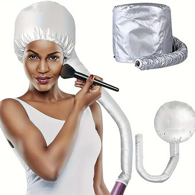 TEMU Silvery Portable Soft Hair Drying Cap Bonnet Attachment For Blow Dryers, Suitable For Both Women And Men