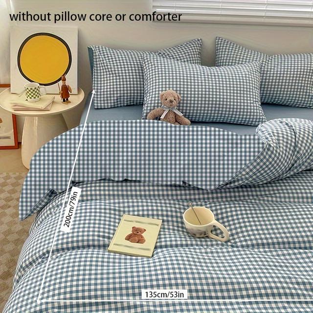 TEMU 3pcs Minimalist 90g Brushed Fabric Washed Printed Bedding Set - 1 Duvet Cover And 2 Pillowcases