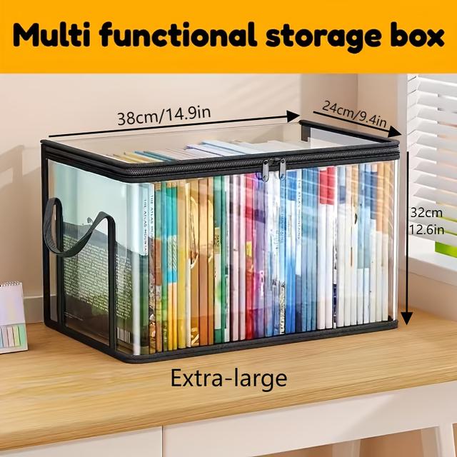 TEMU 3 Sizes Available, Transparent Pvc Storage Bags With Flap And Window - Organizer For Toys, Crafts, Books, School Supplies & Snacks - Durable Rectangular, Home Organization Box, Seasonal Use