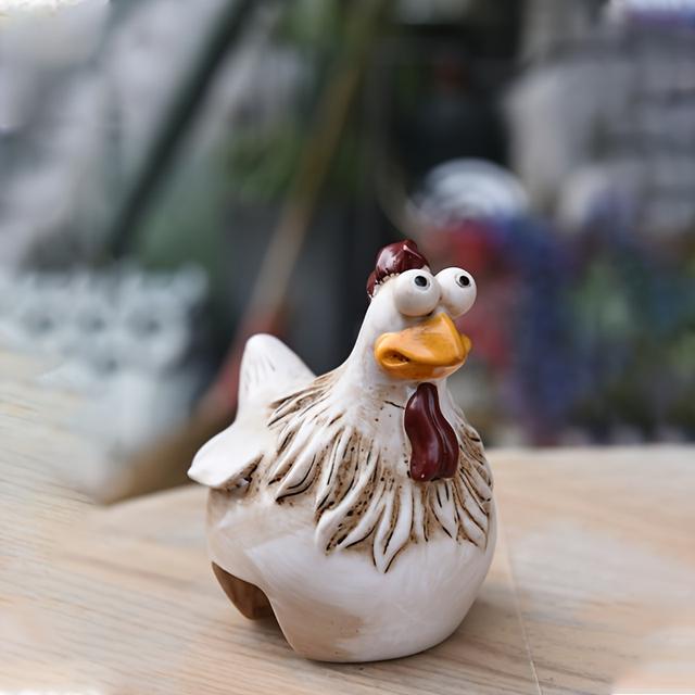 TEMU 1pc Whimsical Chicken Fence Decoration - Durable Resin, Design, Ideal For Outdoor Yards And Gardens, Halloween And Christmas Celebrations, Chicken Ornament