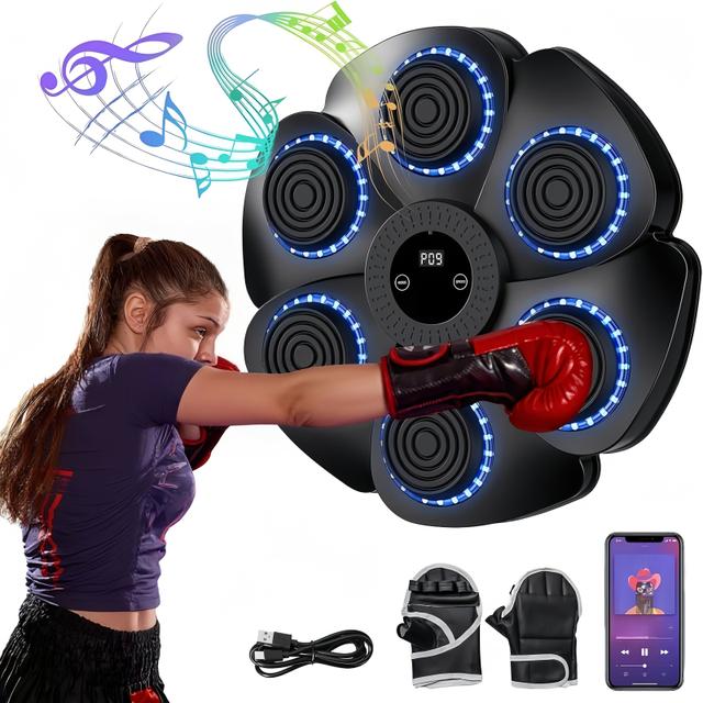 TEMU Smart Music Boxing Machine, Home Wall Mounted Fitness Equipment, Used To Improve Speed And Reflex , Suitable For The To Use, Chrismas Gifts For Men - Free Boxing Gloves
