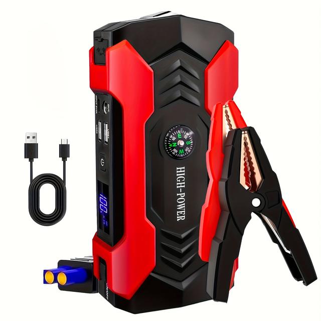 TEMU Car Jump Starter, 3000a 29800mah Car Battery Charger, 12v Jump Box Jumper Battery Pack (up To 6l Gas Or 4.0l ) With Portable Charger, Emergency Led Light, Escape Safty Hammer, Compass