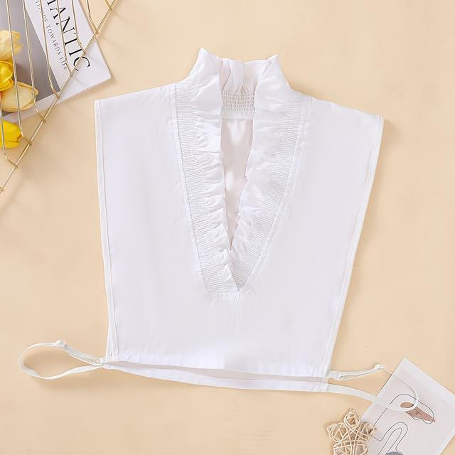 TEMU cuello postizo de encaje con volantes y diseño de V profundo es un cuello decorativo adecuado para uso diario.