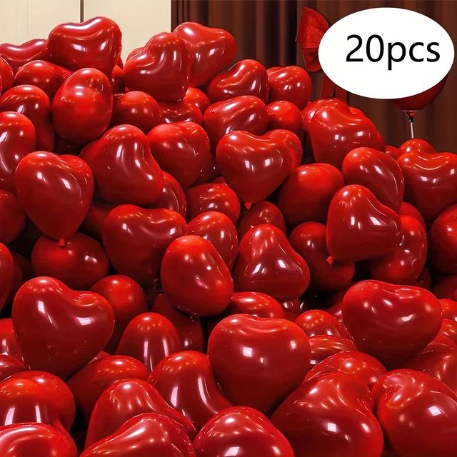 TEMU 20pcs Of Red Heart-shaped Balloons, 10 Inches In Size, Ideal For Expressing Love With . Latex Balloons For Valentine's Day And Are Reusable For Weddings, Birthdays