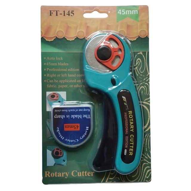 TEMU Rotary Cutter, Quick Cutting Tool For Fabric, Leather, Paper, Etc. Diy Design, Metal Material, With 5 Blades