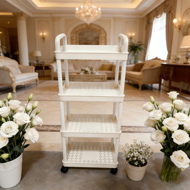TEMU Carrito de Almacenamiento Móvil de Cuatro Niveles - Estante Multicapa, Carrito Utilitario que Ahorra para Cocina, Baño, Dormitorio y Oficina, Adecuado para Uso Doméstico y Comercial, Estantes