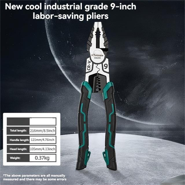 TEMU TUOSEN 9-in-1 헤비듀티 와이어 커터 & 스트리퍼 플라이어 - 슈퍼 합금, 전기 기술자 및 금속 가공을 위한 정밀 제작, 그립 - 아버지의 날 선물로 완벽함