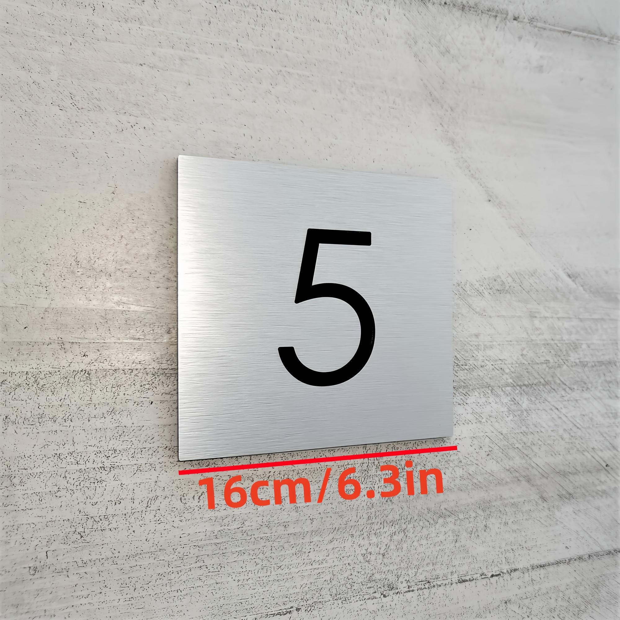 TEMU Placa de número grabada personalizable de capa con fuente negra , de capa, con adhesivo de respaldo, montaje en pared, uso sin electricidad, sin batería, para hotel, , oficina