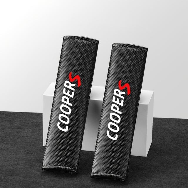 TEMU 【2個セット】ミニ クーパー JCW F55 F56 R50 R55 R56 R60 R61 F54 F56 F60 カーシートベルト ショルダーパッド – フェイクレザー、赤のトリムに黒と赤の「S」ロゴ、快適なフィット感、ミニ クーパー JCWモデル向けの安全性向上、傷防止