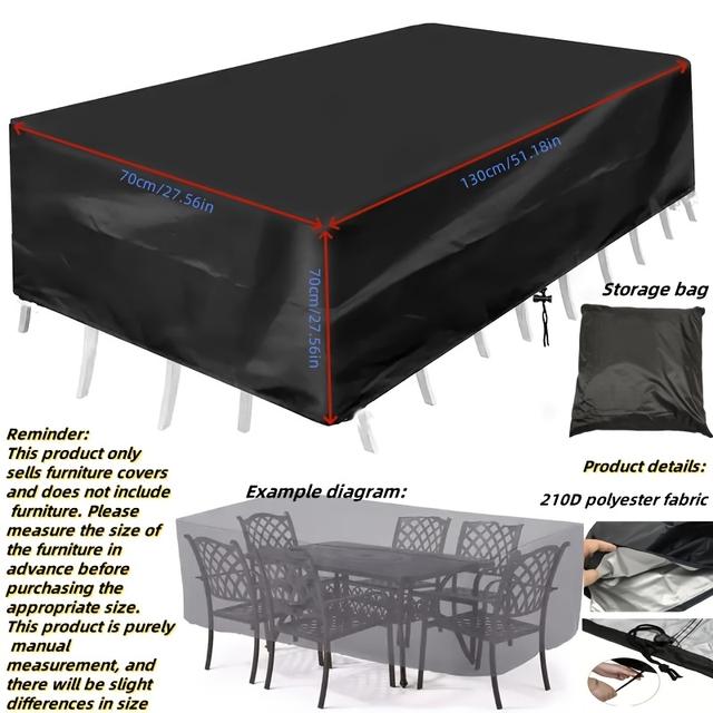 TEMU 1 Capa para Mobiliário de Pátio, Capa para Mesa de Jantar Exterior, Tecido de Poliéster 210D, Oferece Proteção Exterior para Mesas e Cadeiras no Pátio