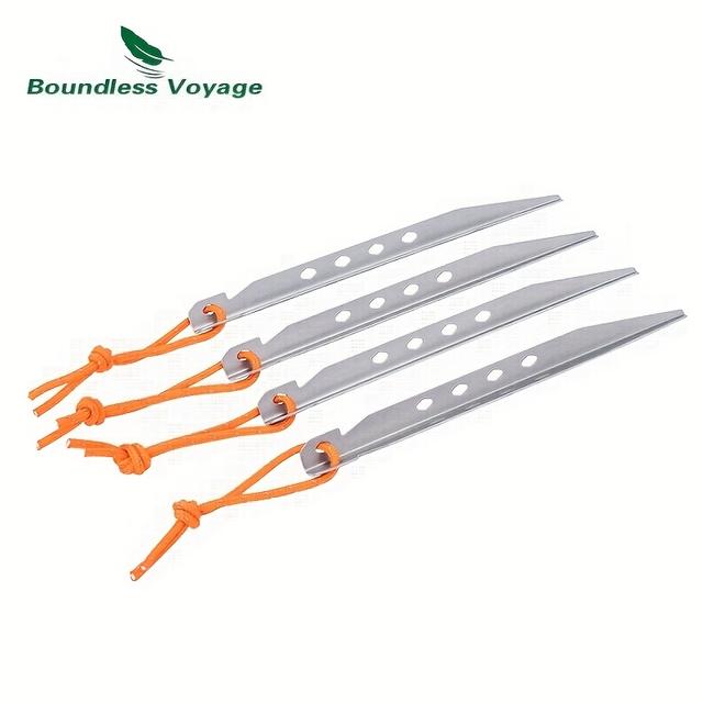 TEMU 4pcs 무한한 여행 순티타늄 지상 스테이크 - 가벼우며 휴대성이 뛰어나며 야외 캠핑, 텐트 및 쉘터에 적합하며, 안전한 설치를 위한 쉬운 설치 디자인으로 지상 스테이크|텐트