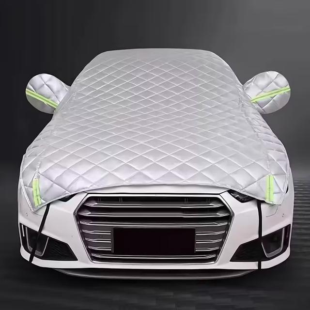 TEMU Silvery Winter Vehicle Snow Shield, Multi-layered Thick Windshield Cover, From Sturdy Oxford Fabric, Offers Protection In All Weather For Sedans And Suvs, Resistant To Scratches, Heat, And Snow