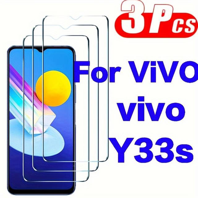 TEMU 3-pack Tempered Glass Screen Protector For Vivo Y33s - Glossy Finish, High-definition Clear Shield