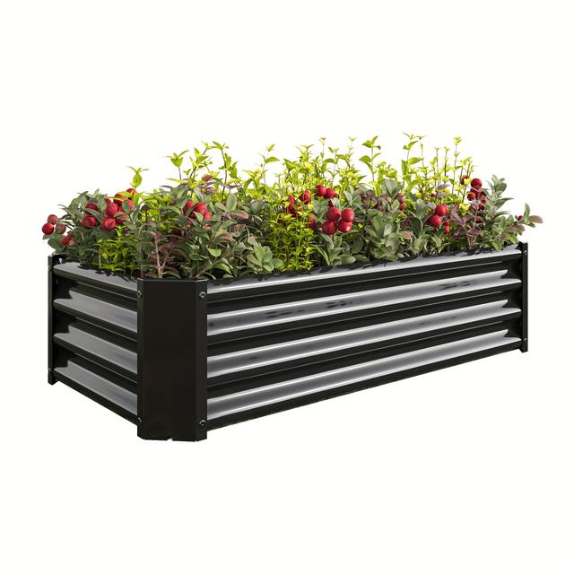 TEMU Galvanized Raised Garden Bed For Vegetables, Planter Raised Garden Boxes Outdoor, Metal Raised Garden Beds For Vegetables Flower Patio Black Rectangle..