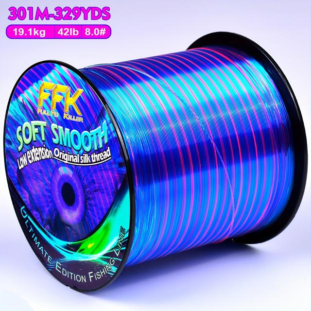 TEMU Hilo de pescar FFK 2025, hilo para señuelos, hilo de pesca de Taiwán, hilo de pesca de color azul y de 301 recubrimiento de fluorocarbono, 329 yd, hilo de pesca de nailon de tenacidad