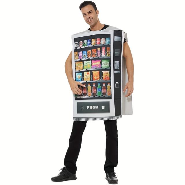 TEMU Halloween Funny Adult Vending Machine Costume Halloween Snack Food Party Cosplay Outfit Fits All