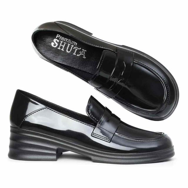 TEMU Patent Loafers Women's Low Heel Round Toe Slip-on Work Shoes Women's Deep Mouth Single Shoes Chunky Heel Black Shoes, Women Shoes