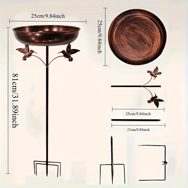 TEMU Outdoor Garden Metal Bird Bath, Bird Bath Bowl With 5-pointed Base Feeding, Outdoor Retro Bird Bath, Decor, For Hummingbirds And Birds, No Battery Needed