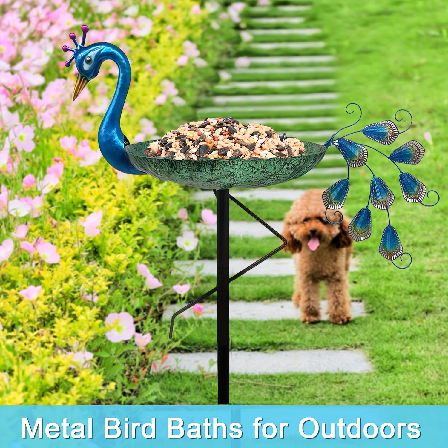 TEMU 35.8-inch Tall Outdoor Peacock-shaped Bird Bath, Durable Feeder Seed Tray, Outdoor Bird Bath, Garden Lawn Yard Decoration