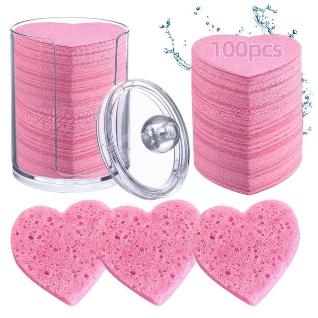 TEMU 100pcs Natural Compressed Facial Sponges Included Storage Container Deep Cleansing Exfoliating Gentle Makeup Removal And For All Types