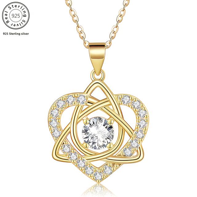 TEMU 1個 925シルバー 六花ハート型ペンダントネックレス、豪華でト、女性用ファッションネックレス、日常使いやその他の場面に最適、友人やへの完璧なギフト