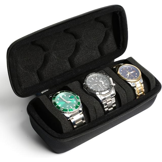 TEMU 1 Luxury 3-slot Watch Travel Case, Watch Storage Box, Watch Travel Case, Mechanical Watch Anti-drop Bag, Can 3pcs Of Men's And Women's Watches, With Soft Foam Cushion And Handle
