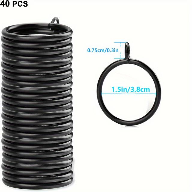 TEMU 40개 팩 클래식 스타일 메탈 커튼 링 아이릿 포함 - 내구성, 녹 및 흠집 방지, 커튼 로드용 견고한 구조