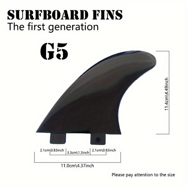 TEMU 3pcs Surfboard Fin Set - G5 & G7 Tail , Fcs For Left, Middle, Right - Fit, Black