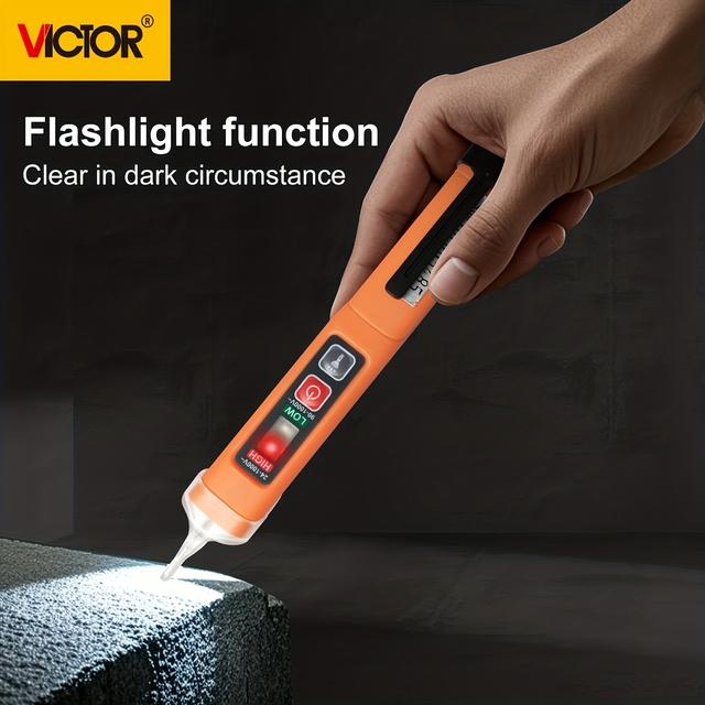 TEMU كاشف الجهد VICTOR بدون ملامسة - جهاز اختبار كهربائي ثنائي المدى 24V-/90V- - كاشف نقاط انقطاع الأسلاك واختبار السلك الناري/الخالي