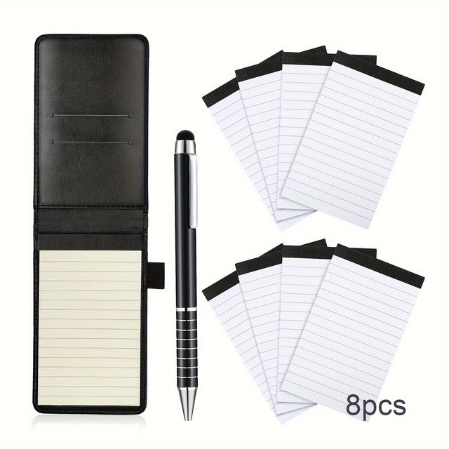 TEMU A7 Portable Notebook And High-end Brown Business Pen Set, A -sized Multifunctional Notepad Suitable For Business Work, Can Hold Cards