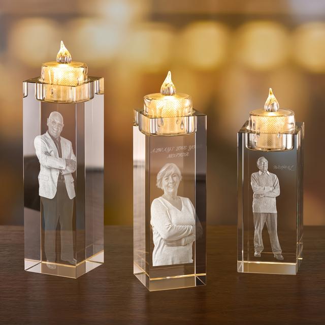 TEMU Personalized 3d Photo Candle Holders With Engraving, Featuring Figures And Pet Memorials, Ideal For Flat Portrait Gifts And Home Decor.