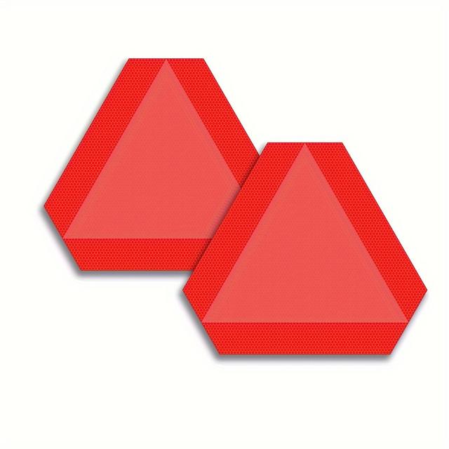 TEMU Each Pack Contains 2pcs - Slow-moving Vehicle Signs, Pvc Vinyl Decals -moving Vehicle Triangular Stickers, 10" X 8.6" Inches With Reflective Sign Stickers