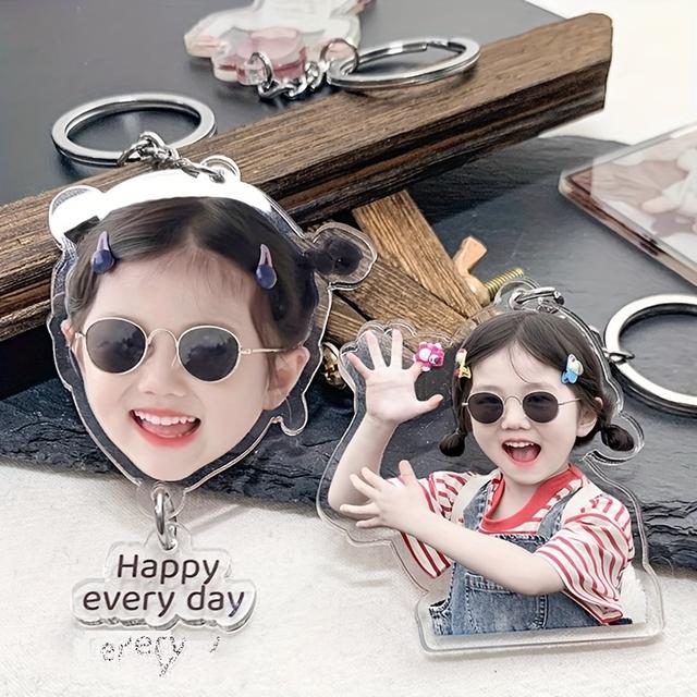TEMU 【彼女/彼へのギフト】カスタム写真キーホルダー、バックパック、ラゲッジタグ - 自分の写真でパーソナライズ - 透明アクリルキーリング、カスタムパーティーの記念品とお土産 - 特別な装飾不要、なキーホルダー、ティブなズアイテム