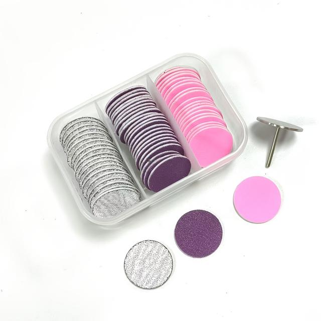TEMU 60pcs Replacement Foot Sanding Discs With Metal Nail Drill , 25mm Pedicure Sanding Pads For Electric Foot File, 80/120/240 Grit, Manicure & Pedicure Remover Accessories