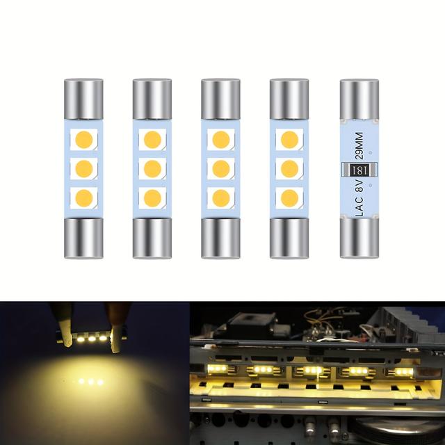 TEMU 5pcs Fuse Lamp 29mm 8v Ac Audio Equipment Receiver Reading Light Led For Marantz Kenwood