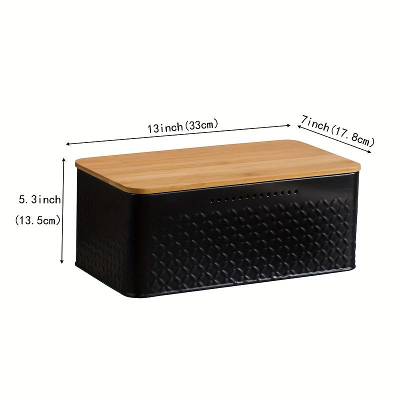 TEMU . schwarze Mesh-Quadrat-Brotbox, großes Fassungsvermögen Lebensmittelaufbewahrungsglas mit Schneidebrett, für Brot, Toast, Obst und Gemüse, Küchenarbeitsplatten-Metallaufbewahrungsbehälter